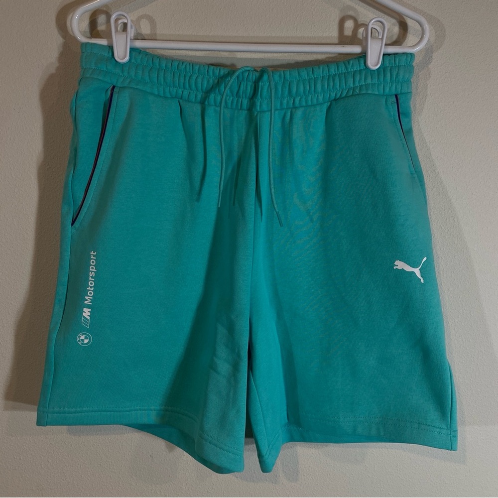 Puma X BMW Mortorsports Essentials Shorts 7in Teal Sweatshorts $50 - Small